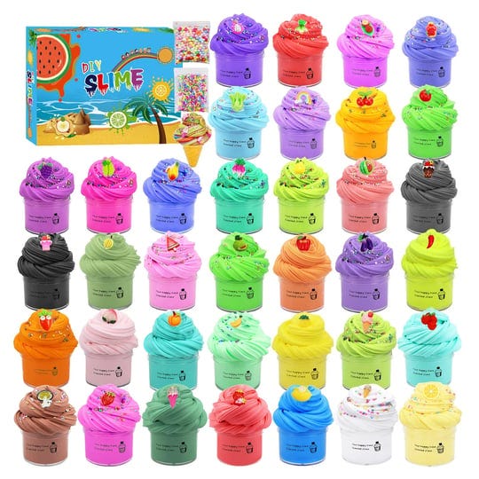 howlaiwoo-36-pack-butter-slime-kit-with-funny-fruits-charms-super-soft-non-sticky-birthday-gifts-for-1