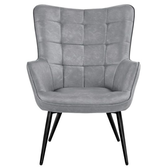 yaheetech-leather-wingback-accent-chair-armchair-for-living-room-gray-1