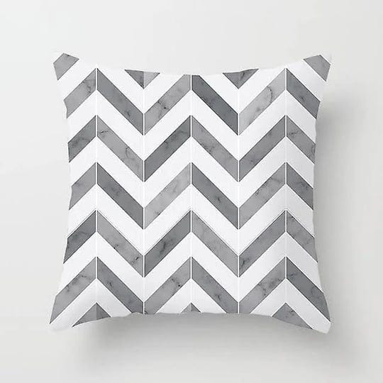 450mm450mm-11-black-and-white-polyester-throw-pillow-case-striped-dotted-grid-triangular-geometric-a-1