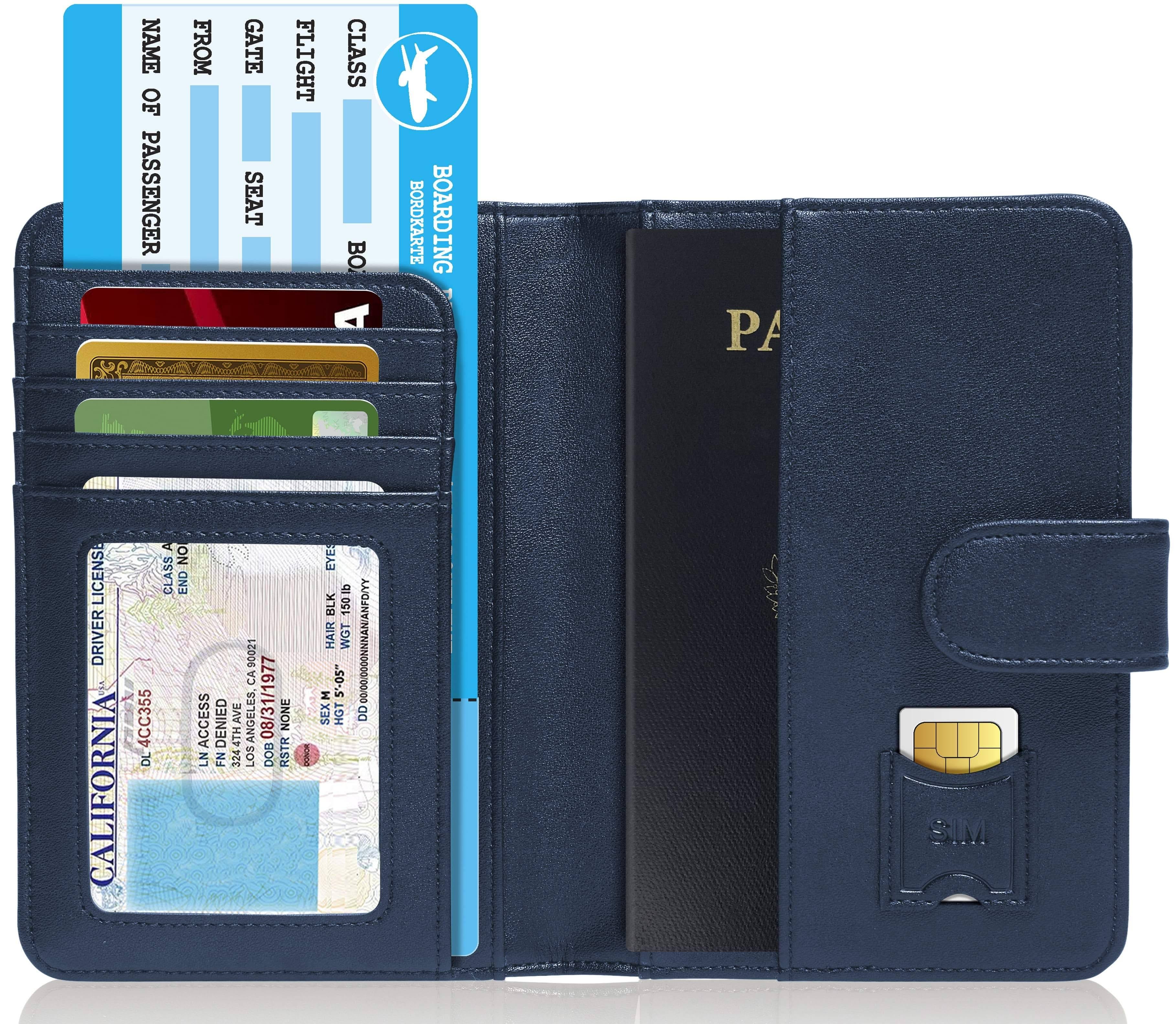 Secure RFID Blocking Passport Holder Wallet - Navy Blue | Image