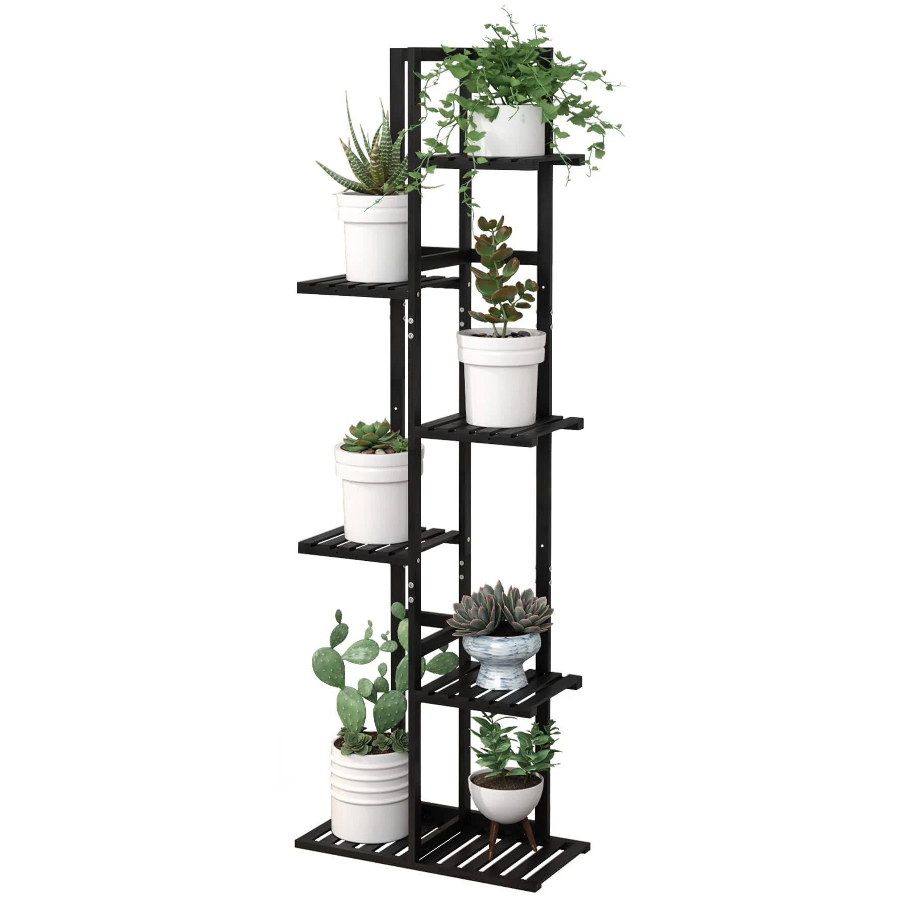 Bamboo 6-Tier Plant Stand Display Shelves for Indoor & Outdoor Use | Image