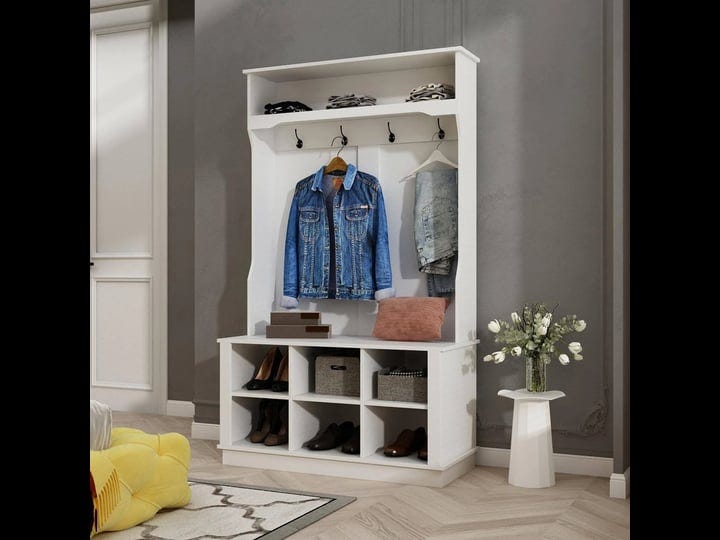 fufugaga-contemporary-white-hall-tree-with-shoe-storage-and-6-compartments-modern-design-planked-bac-1