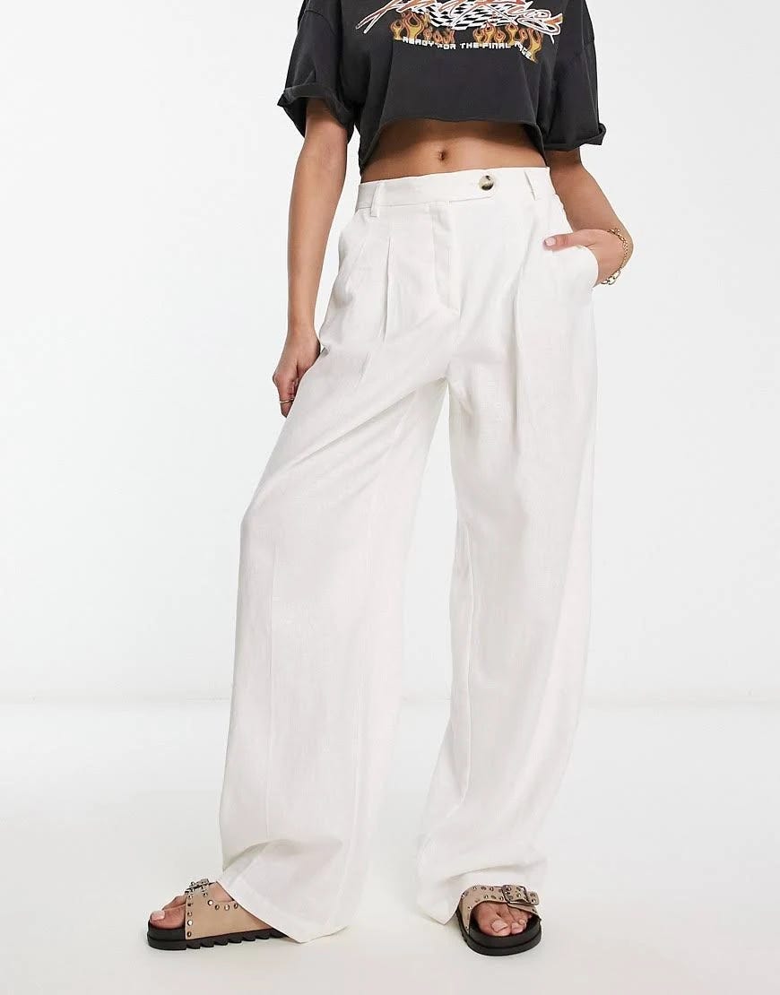 Elevated White Palazzo Pants by Bershka | Image