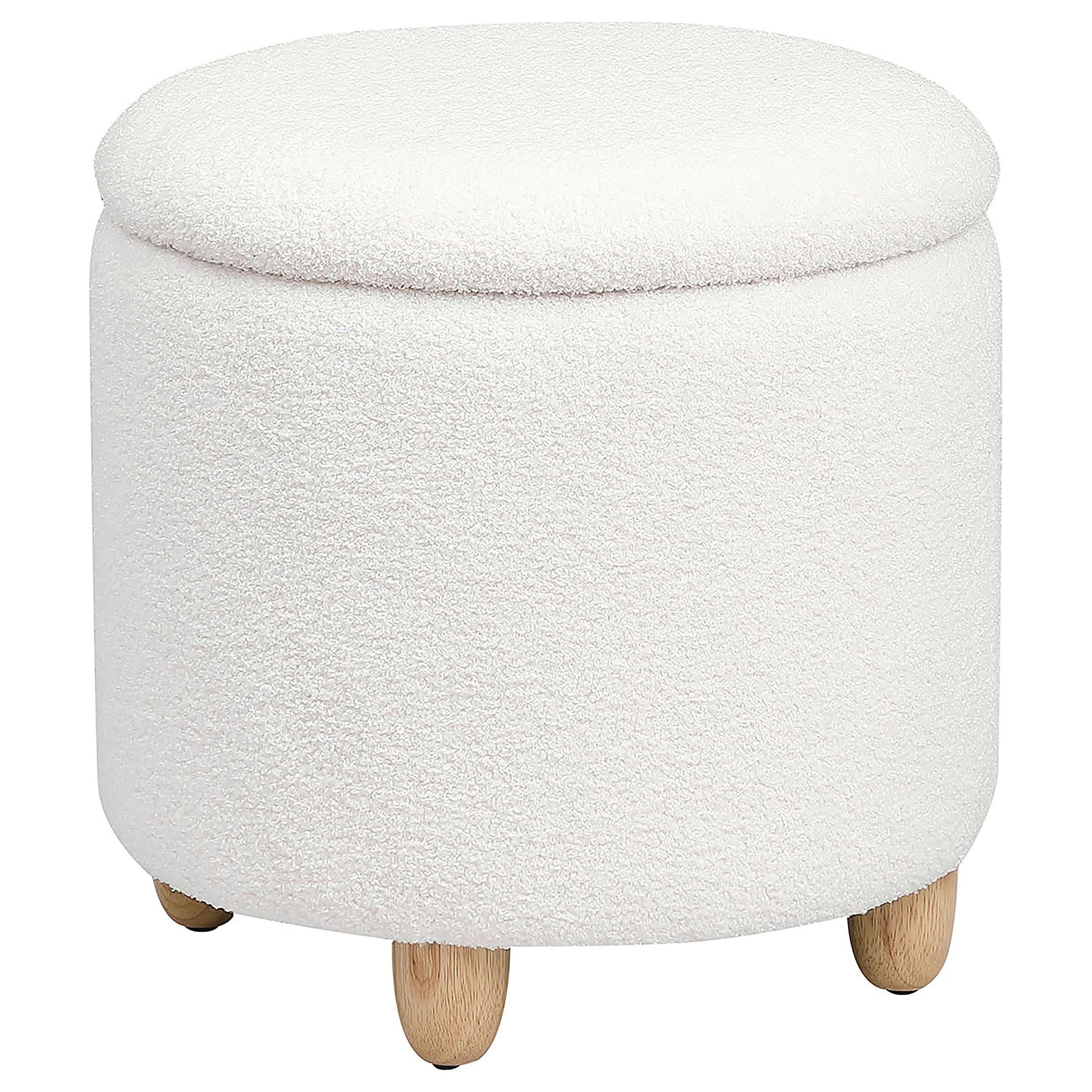 Coaster Furniture Valia White Sheepskin Round Storage Ottoman | Image