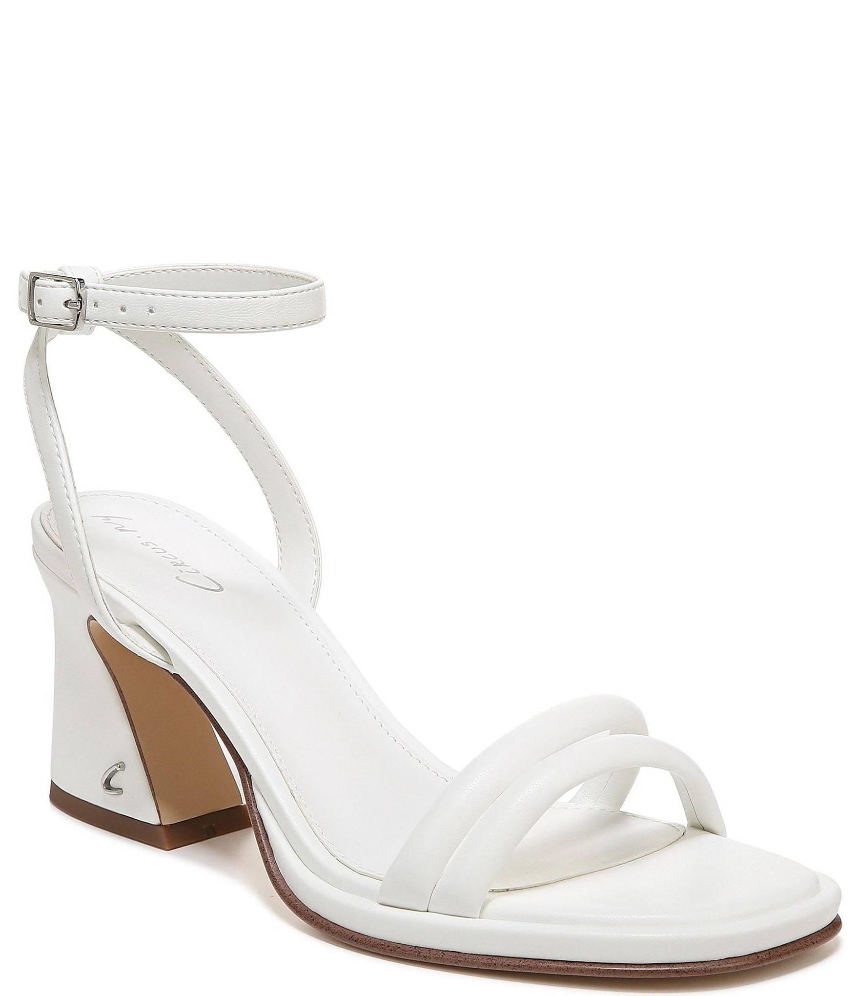 Strappy White Sandals with Buckle Closure and 2.5-Inch Heel | Image