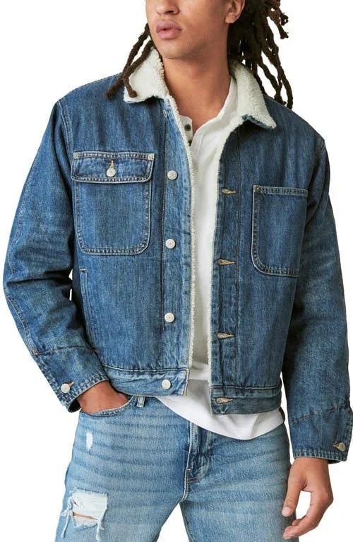 Men's Denim Jacket with Faux Shearling Lining - Lucky Brand, Size 2XL | Image