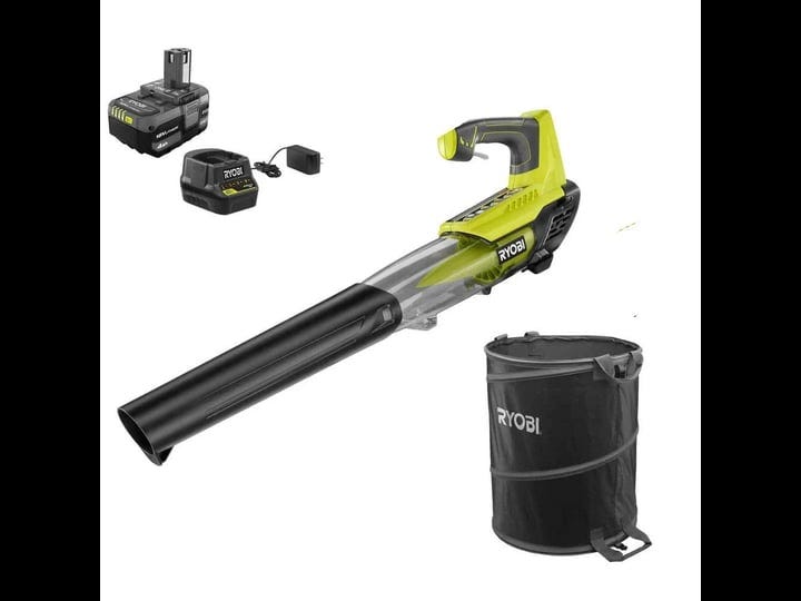 ryobi-p2180-lb-one-18-volt-cordless-100mph-280cfm-jet-fan-blower-lawn-leaf-bag-with-4-ah-battery-and-1