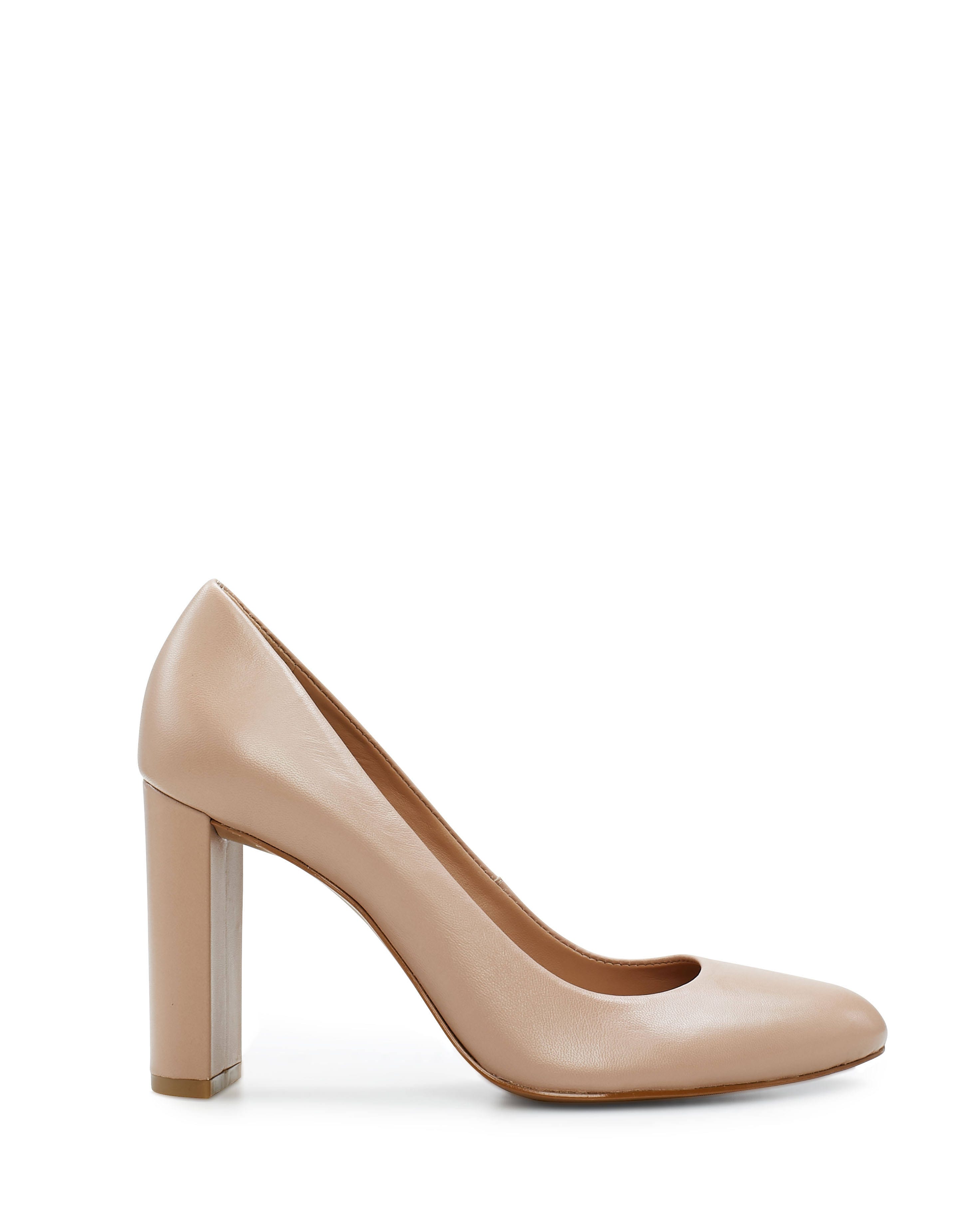 Stylish Leather Desimmy Pumps for Women - Tan Closed Toe Heels with Pull-On Closure | Image