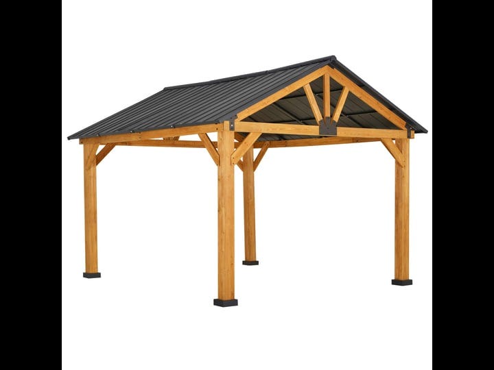 outsunny-11-x-13-hardtop-gazebo-with-galvanized-steel-roof-wooden-frame-1