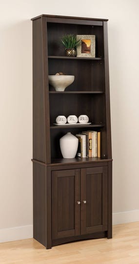 prepac-espresso-tall-slant-back-bookcase-with-2-shaker-doors-1