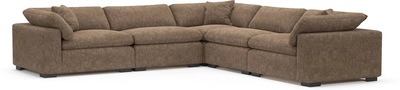 Argo Java Brown 5-Piece Microfiber Sectional for Eco Performance | Image