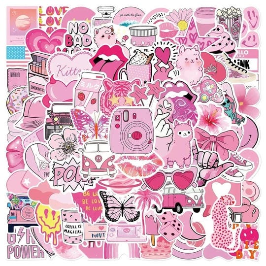 preppy-stickers-100pcs-pink-stickers-lovely-cute-laptop-decal-birthday-gift-girls-boys-adult-teens-s-1