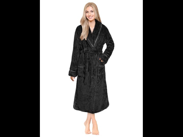 pavilia-women-plush-fleece-robe-black-soft-textured-bathrobe-lady-cozy-spa-long-robe-fuzzy-satin-waf-1