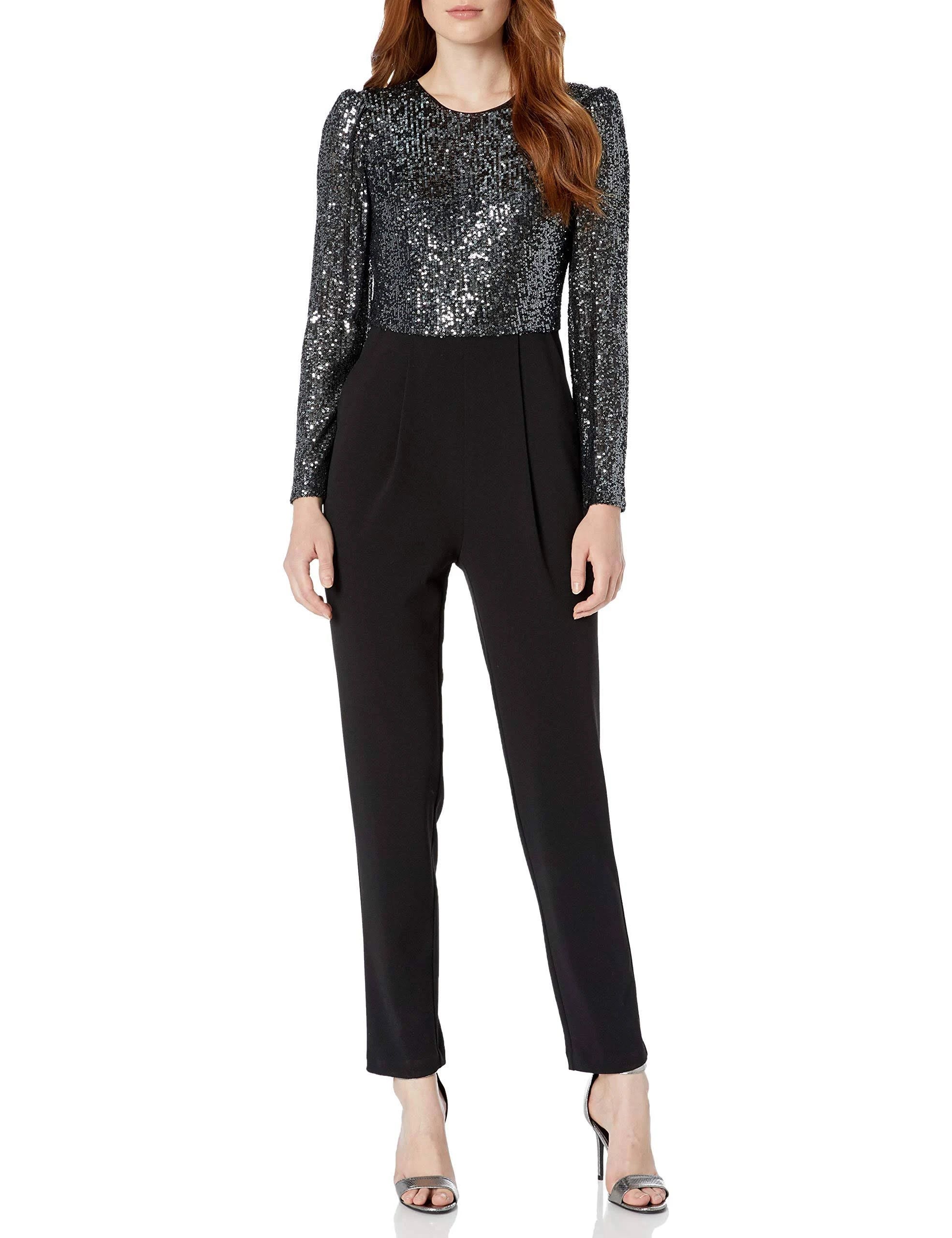 Stylish Black Sequin Jumpsuit for Party | Image