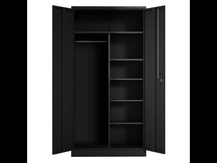 16-in-d-x-71-in-h-x-32-in-w-black-steel-wardrobe-metal-locker-for-homeoffice-and-laundry-room-freest-1