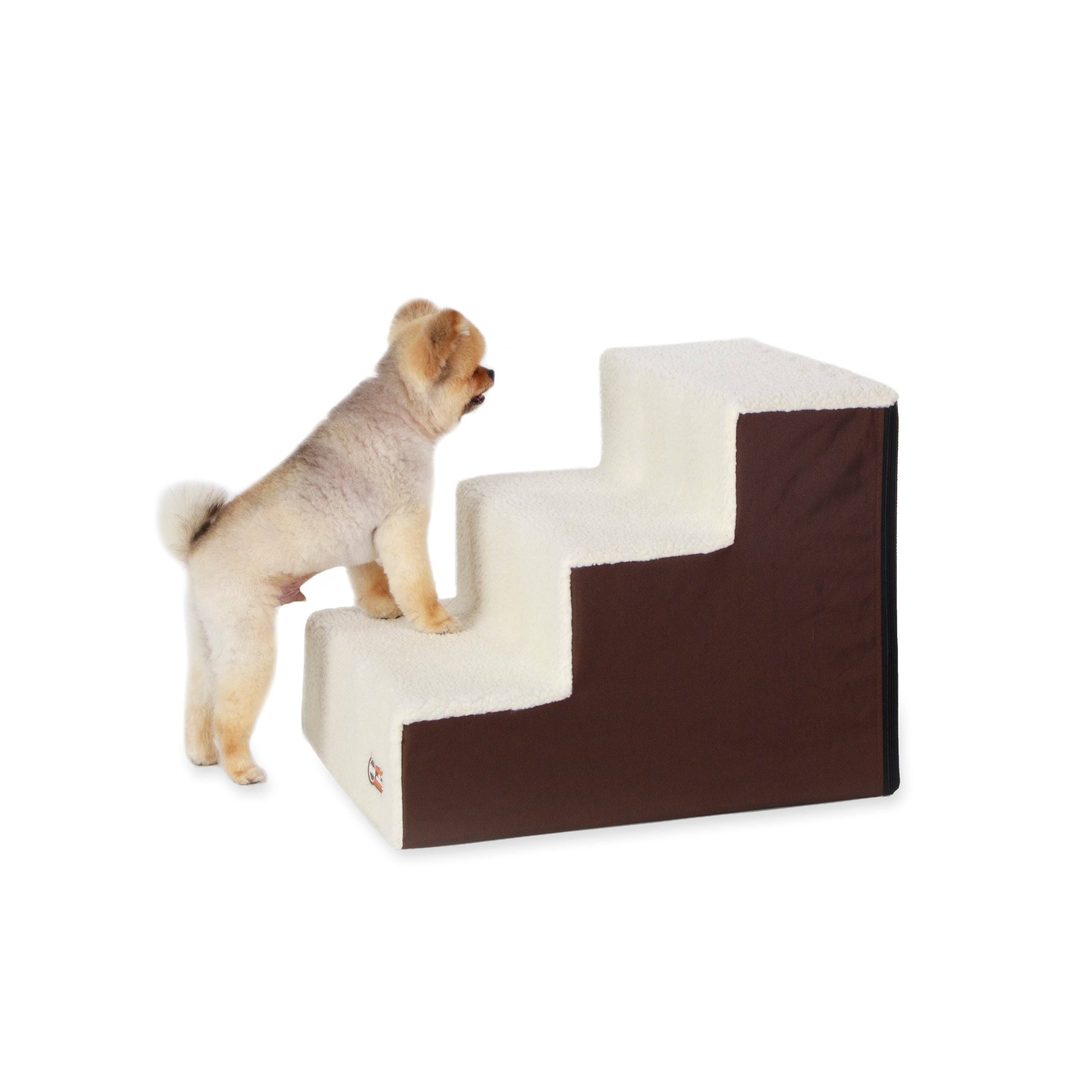 K&H Pet Products Chocolate Fleece 3-Step Pet Stair | Image