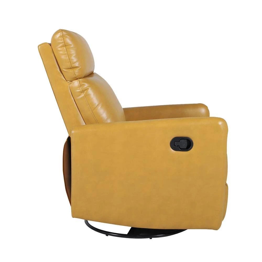 Mustard Manual Ergonomic Swivel Recliner with Yellow Faux Leather Upholstery | Image