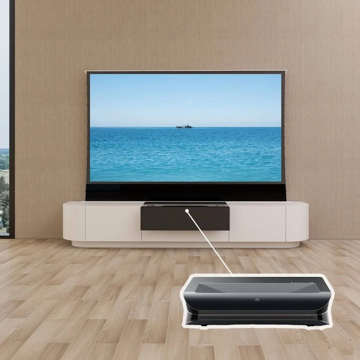 Motorised Laser TV Cabinet with 120 Inch Projector | Image