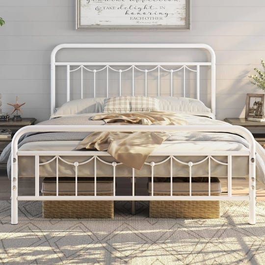 yaheetech-queen-size-metal-bed-frame-with-vintage-headboard-and-footboard-farmhouse-metal-platform-b-1