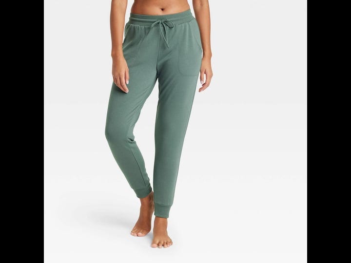 womens-beautifully-soft-fleece-lounge-jogger-pants-stars-above-green-m-1