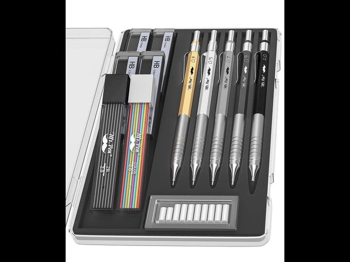 mr-pen-metal-mechanical-pencil-set-with-leads-and-eraser-refills-5-sizes-0-3-0-5-0-7-0-9-and-2-milli-1