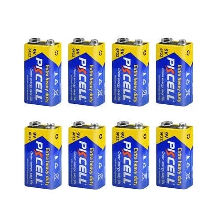 High-Performance 9V Carbon Zinc Battery Pack - 8 Pack, 6F22 | Image