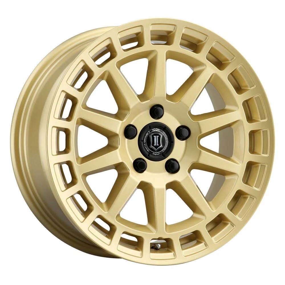Premium Performance 17x8 Icon Alloys Journey Gloss Gold Wheel for Jeep TJ (5x4.5) | Image