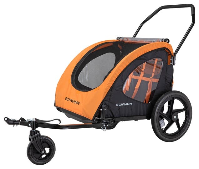 schwinn-springbrook-two-passenger-bicycle-trailer-stroller-orange-black-1