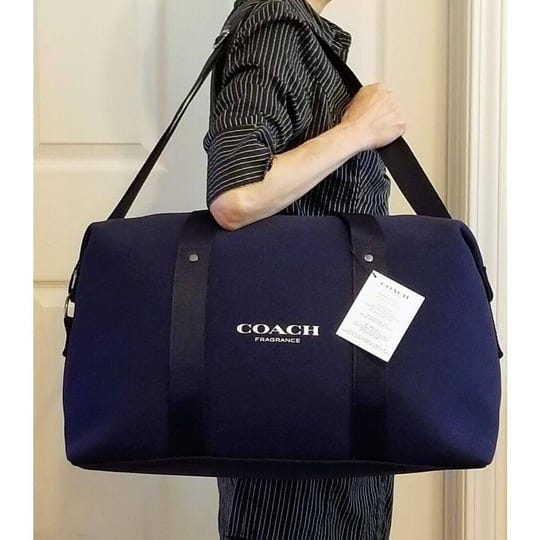 coach-weekender-bag-duffle-travel-gym-dark-blue-felt-fragrance-line-b3j-1