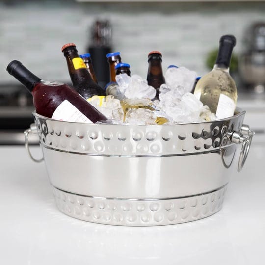 brekx-hammered-stainless-steel-beverage-tub-double-walled-insulated-anchored-bolt-drink-tub-ice-buck-1