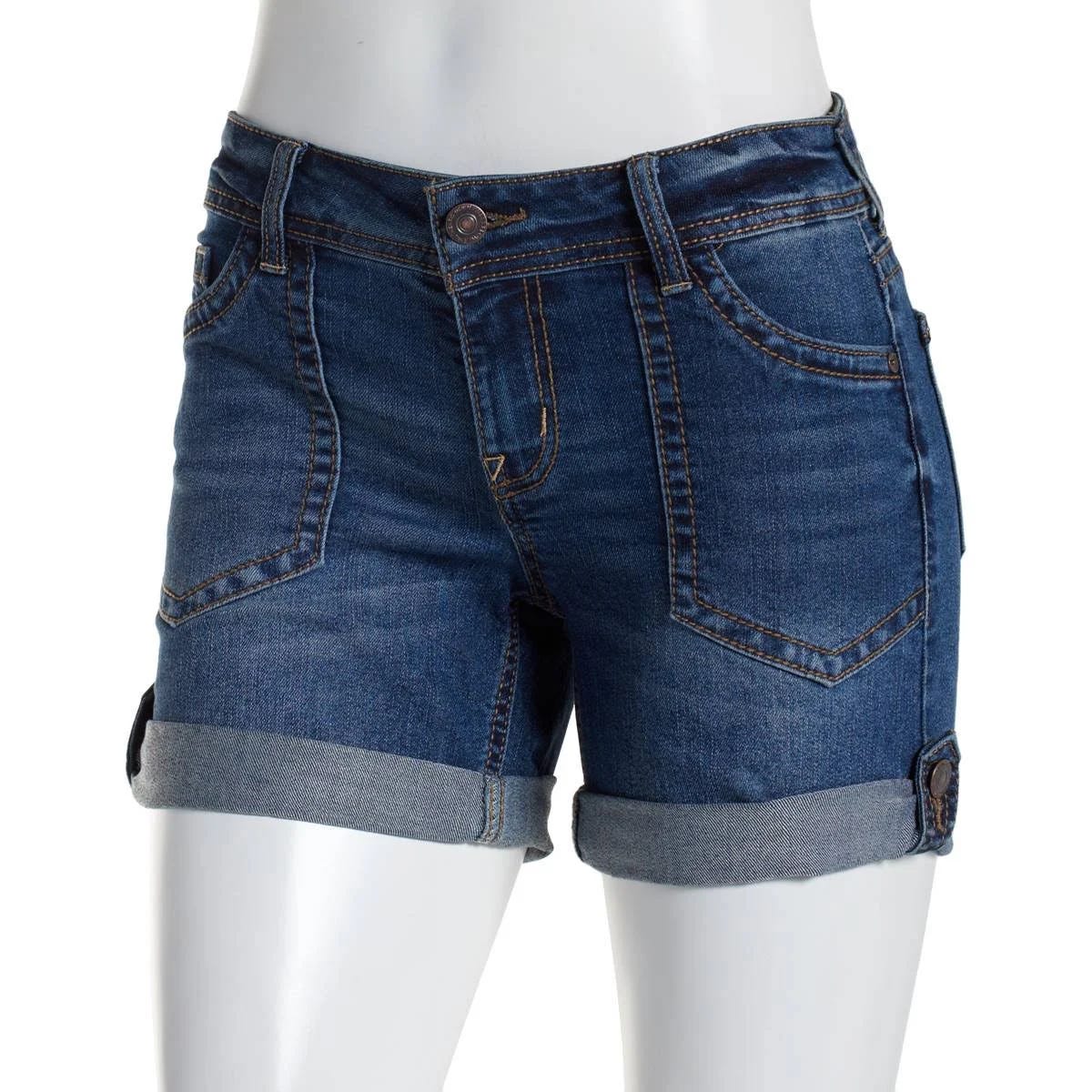 Affordable Fiesty Curvy Denim Shorts with 5 Pockets | Image