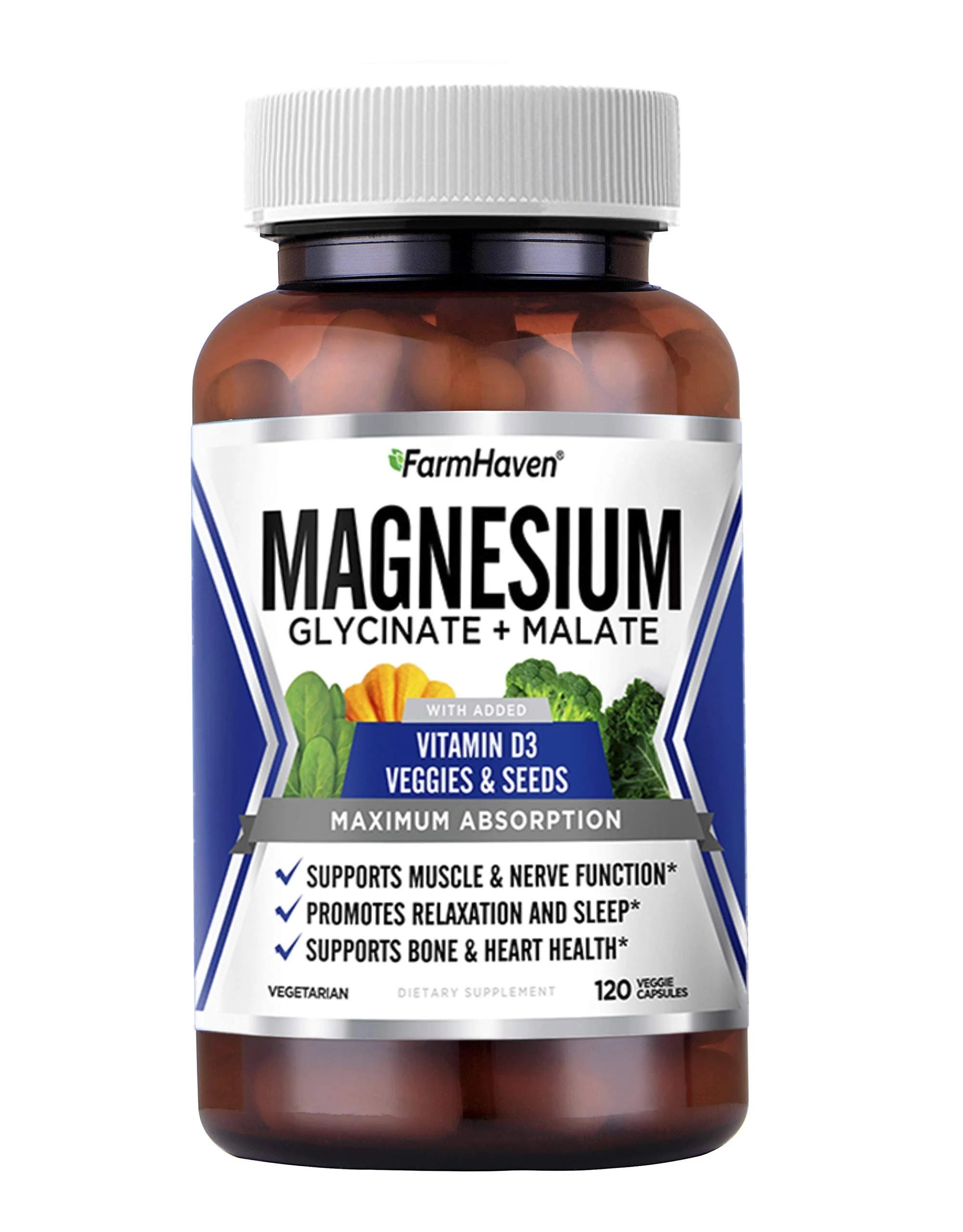 Max Absorption Magnesium Glycinate & Malate Complex with Vitamin D3, 120 Capsules | Image