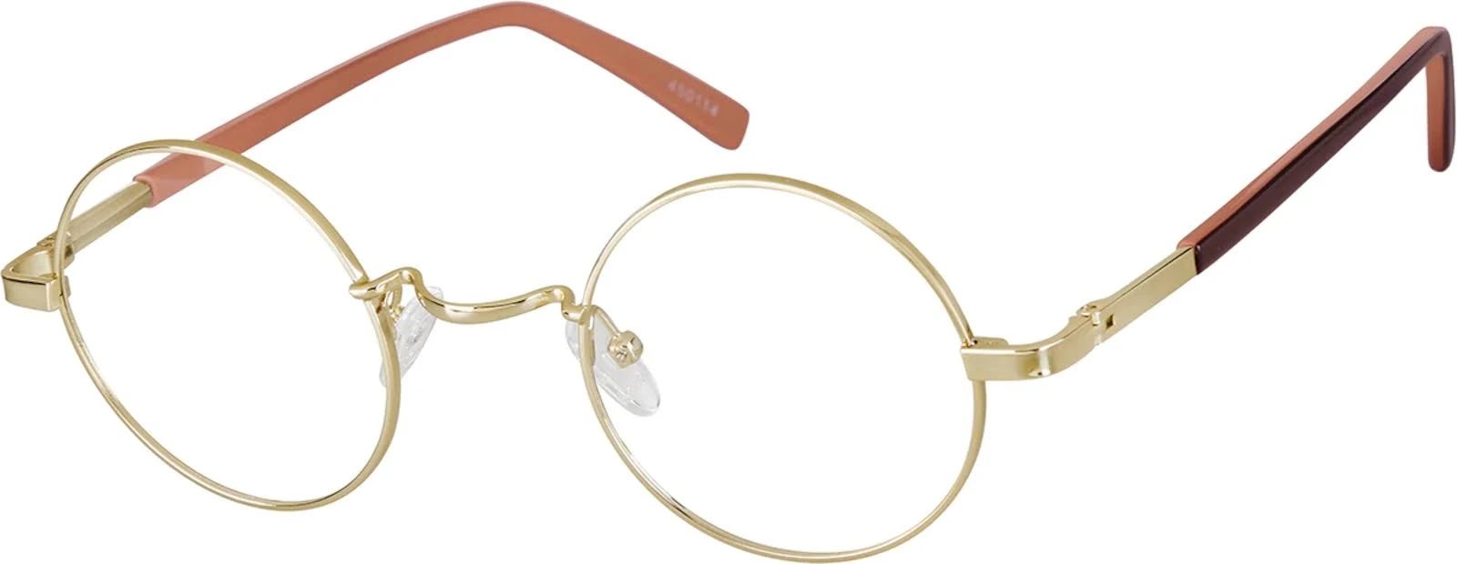 Golden Round Full Rim Spectacles with Spring Hinges | Image