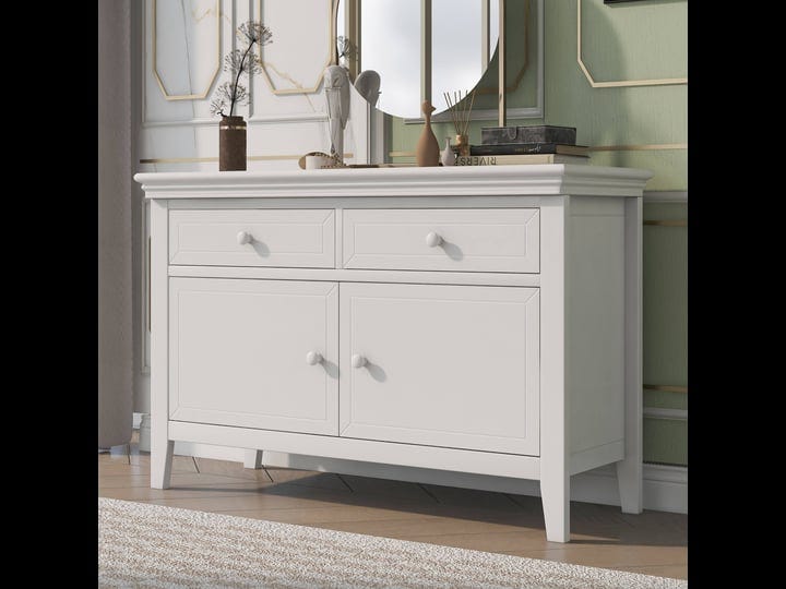 traditional-concise-style-white-solid-wood-dresser-2-drawer-1