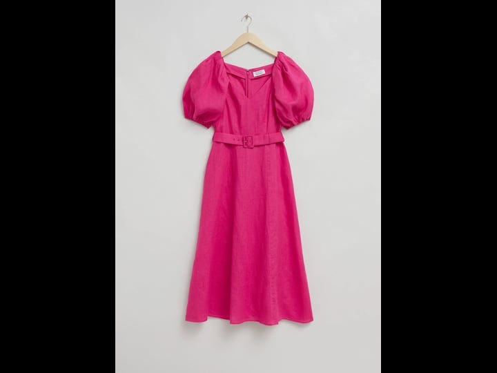 other-stories-linen-puff-sleeve-belted-midaxi-dress-in-pink-1