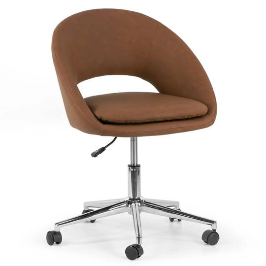 aura-light-brown-faux-leather-adjustable-height-swivel-office-chair-with-wheel-base-glamour-home-ght-1