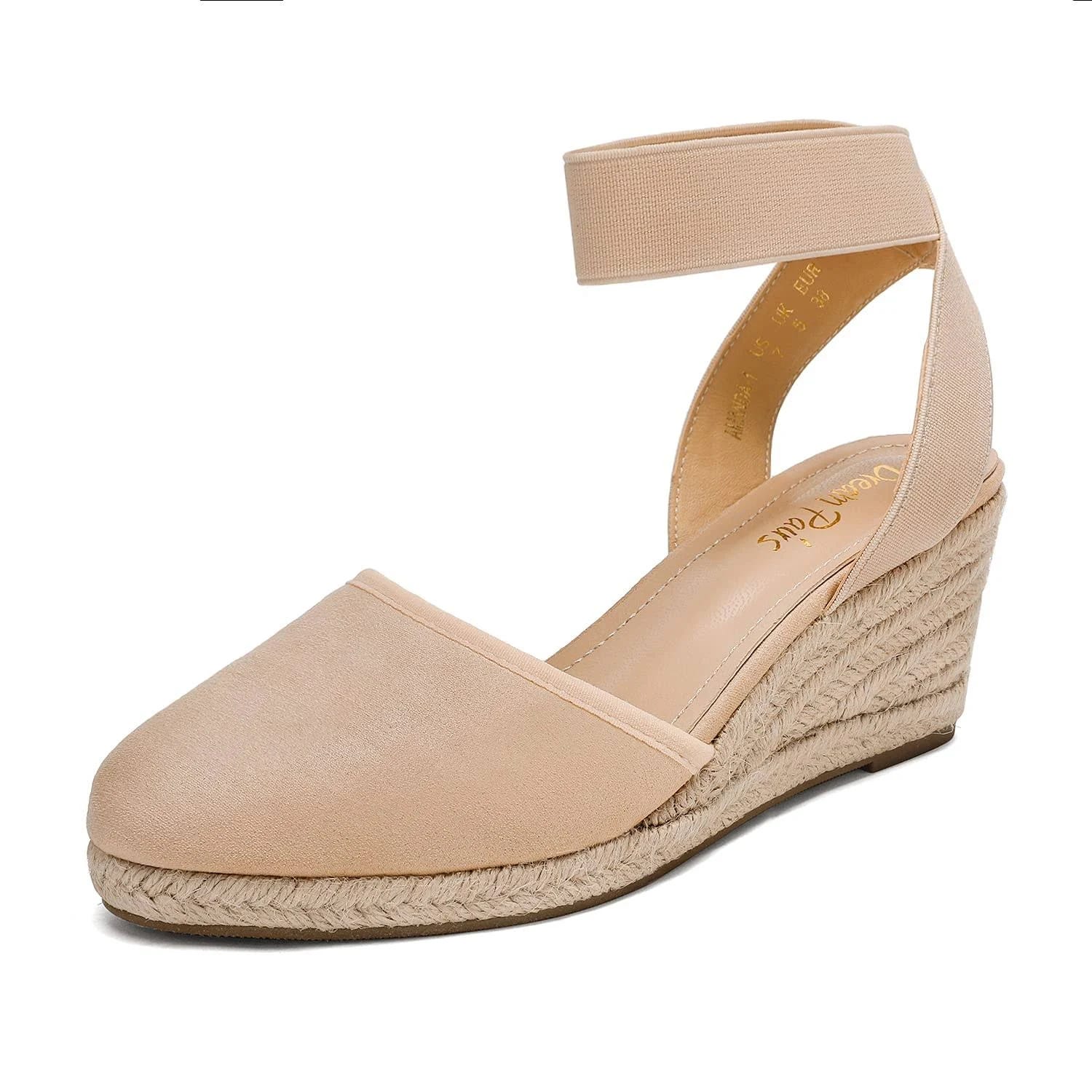 Comfortable Nude Espadrilles with Elastic Ankle Strap | Image