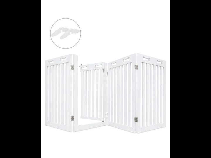 arf-pets-31-5-tall-freestanding-folding-dog-gate-with-door-white-1