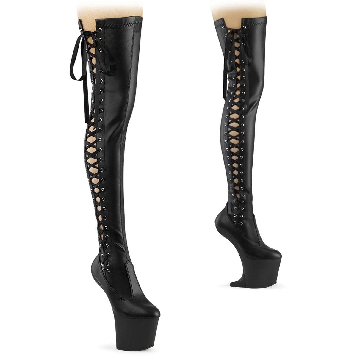 Comfortable Heelless Platform Boot with Side Ribbon Lace | Image