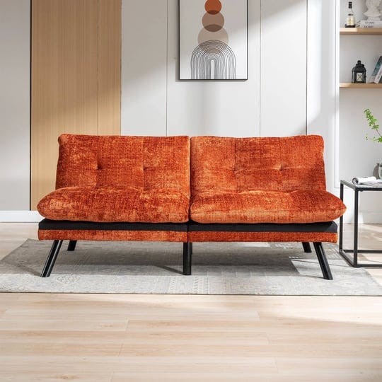 convertible-sofa-bed-loveseat-futon-bed-for-compact-living-space-orange-1