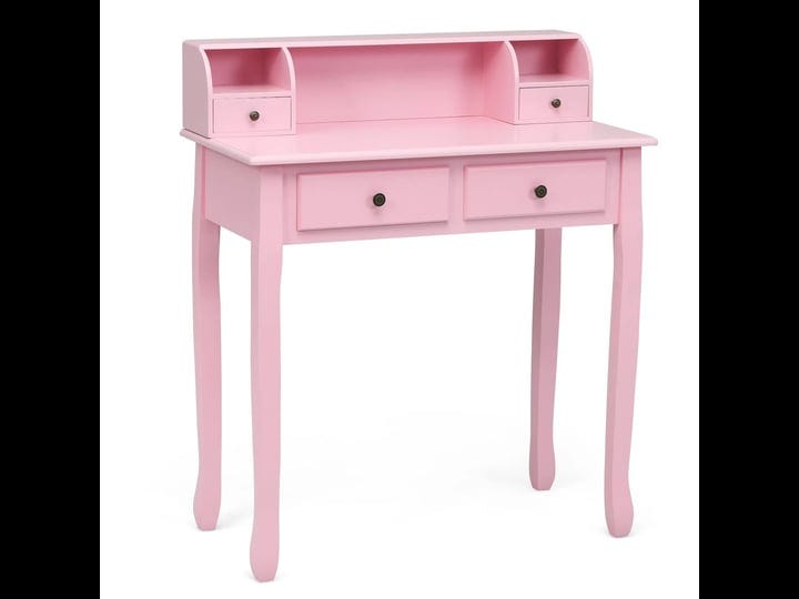 topbuy-writing-desk-w-drawer-detachable-floating-organizer-computer-table-black-pink-1