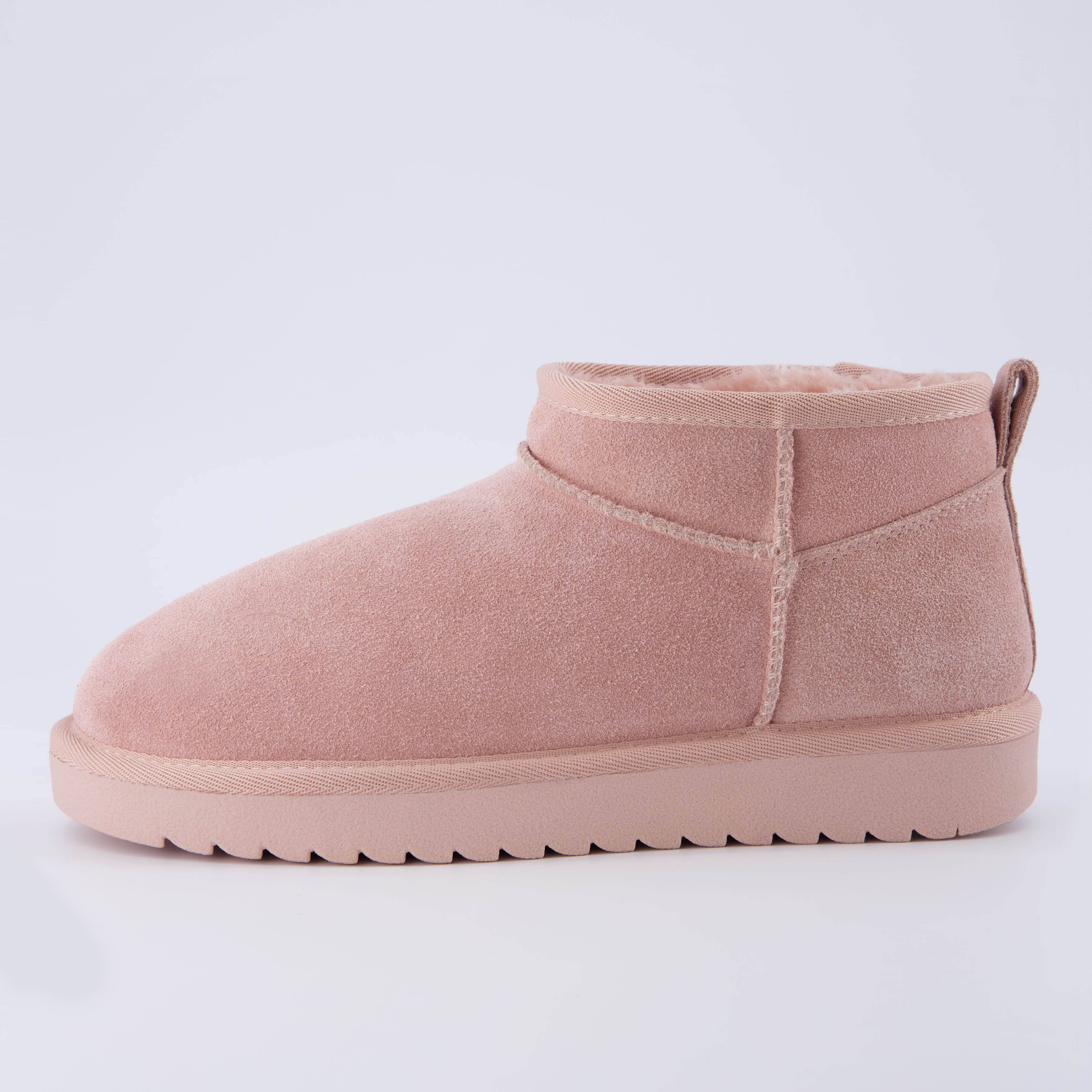 Premium Water-Resistant Ankle Boot with Faux Fur Lining - Pastel Pink | Image