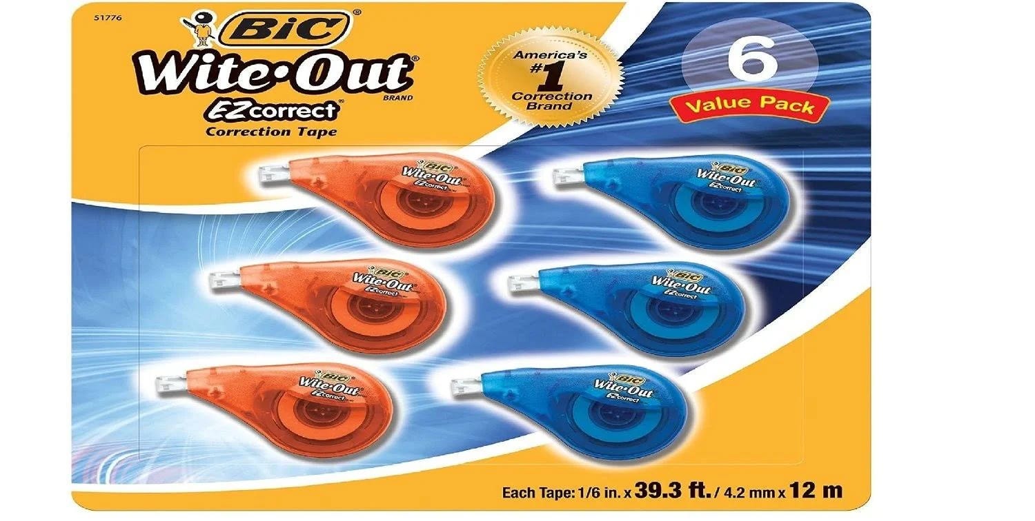 EZ Correct Correction Tape by BIC - 6 Pack for Instant Write Over | Image