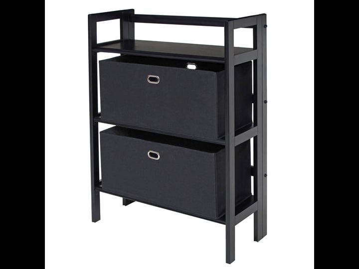 torino-3-pc-set-folding-bookcase-w-fabric-basket-black-winsome-wood-1