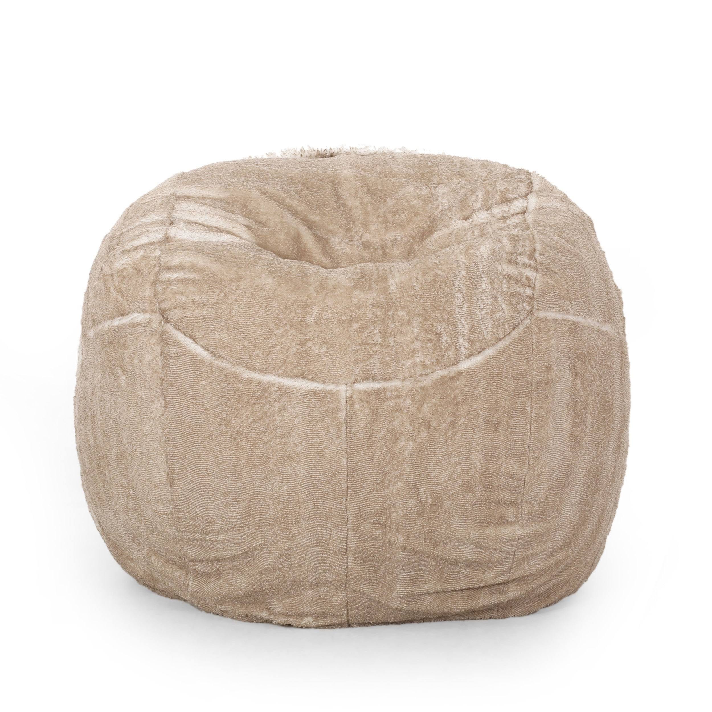 Fluffy Winter Bean Bag - Snow White & Beige, 5-foot Faux Fur | Image