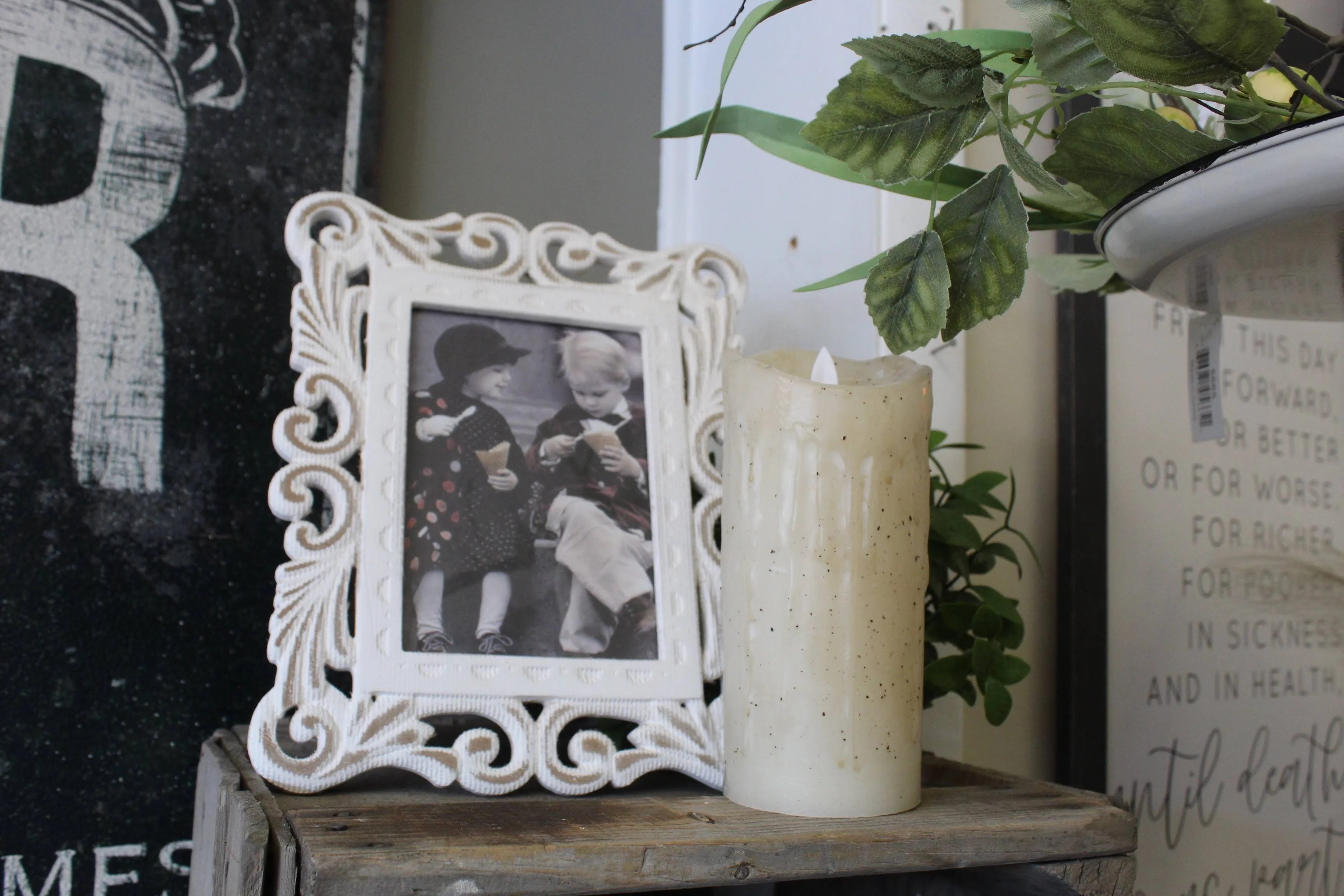 Carved Scroll Wooden Picture Frame: Modern Farmhouse Style | Image