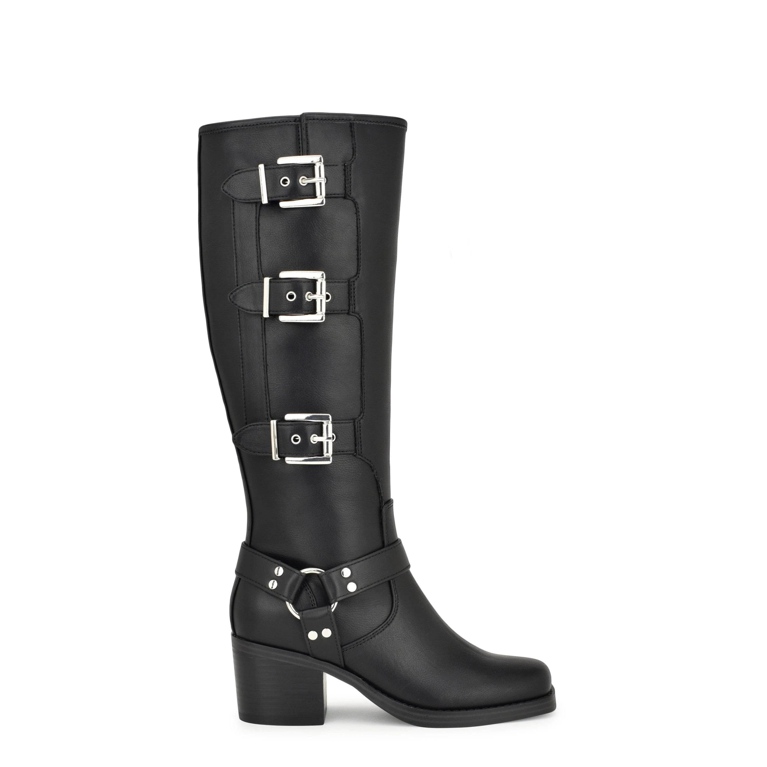 Black Knee High Boots with Zip Closure | Image