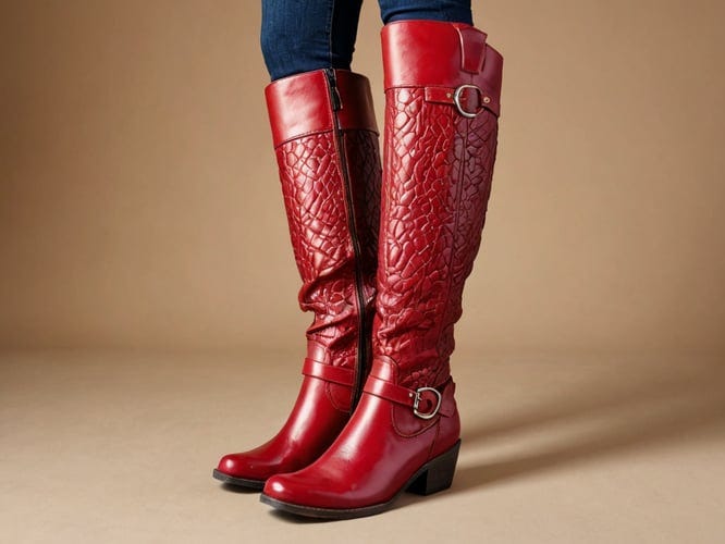 Womens-Knee-High-Boots-Red-1