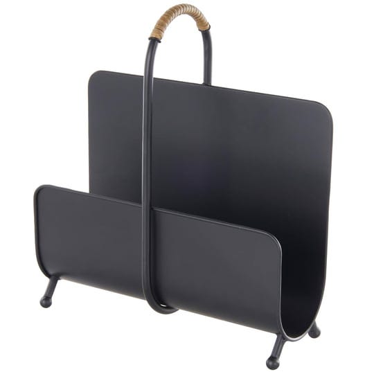 deco-79-metal-modern-magazine-holder-with-loop-shaped-handle-13-x-5-x-15-black-1