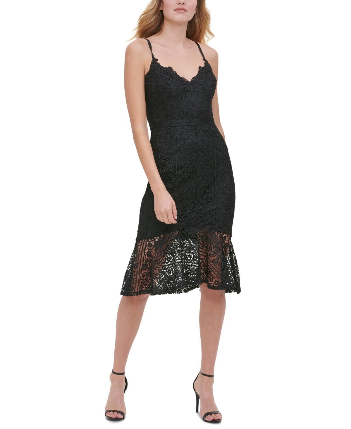 Elegant Lace Trumpet Dress in Black | Image